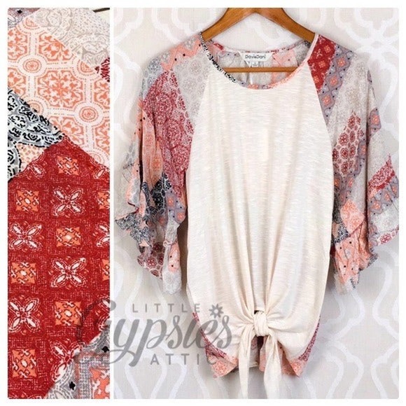 Big Bell Patchwork Sleeves Bohemian Top - Picture 10 of 12